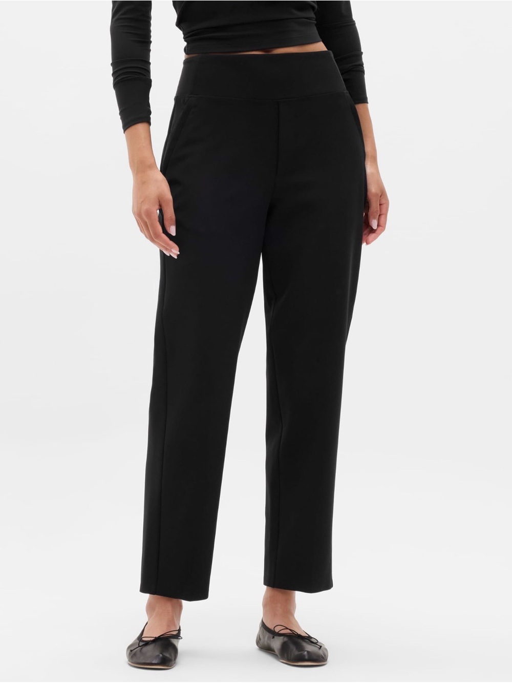 Athleta Endless High Rise Pant Black Straight Leg Travel Work 4P 533636-03 - Picture 2 of 9